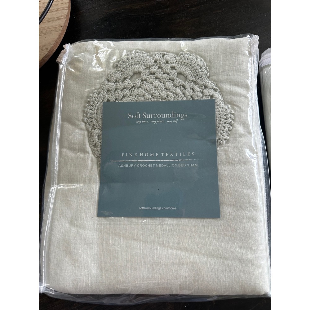 Soft Surroundings Ashbury Crochet Medallion Standard Bed Sham pair NWT